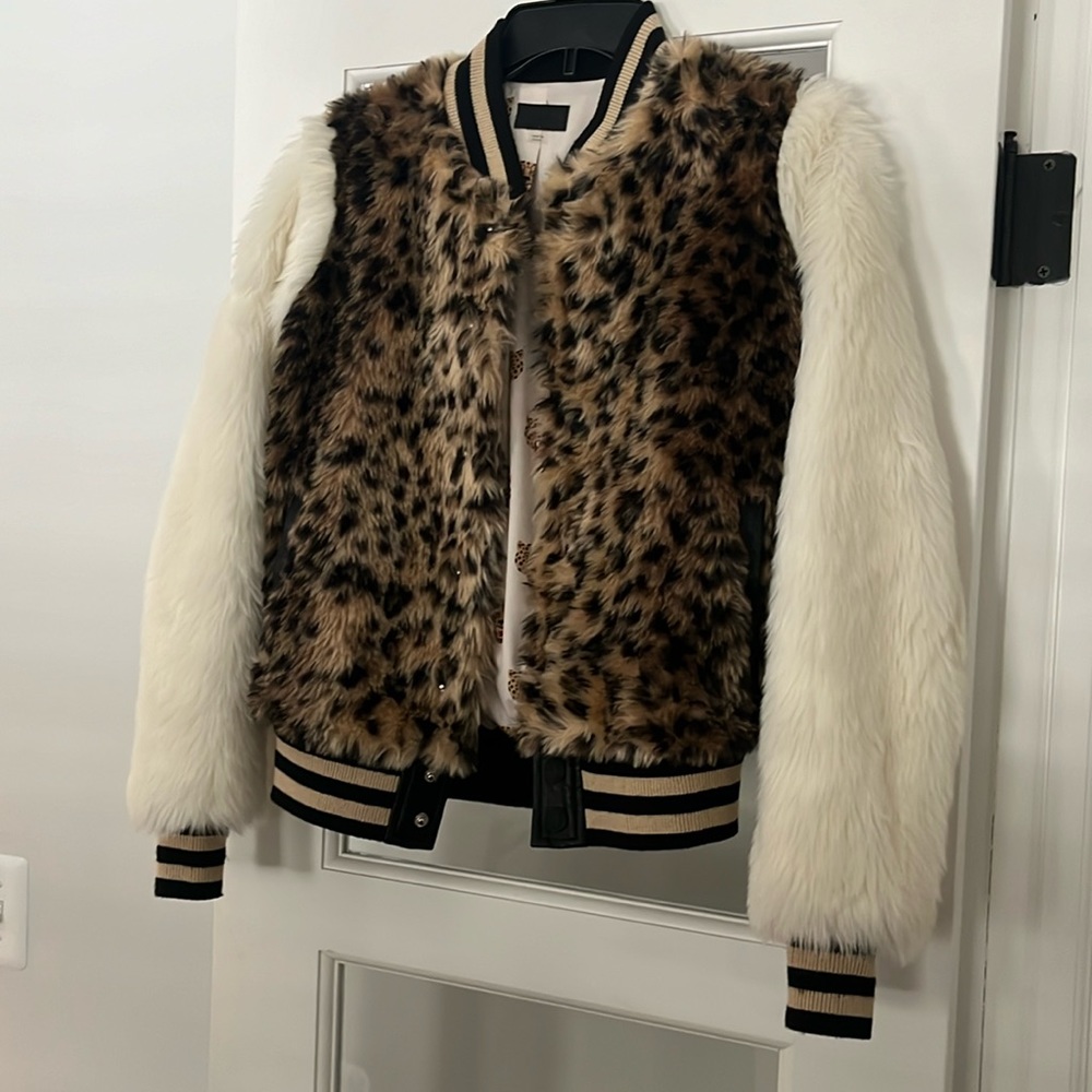 MOTHER Leopard Fur Coat Bomber Jacket XS